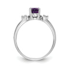 14k White Gold 7x5mm Oval Amethyst AA Diamond ring
