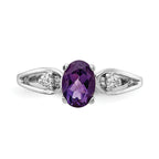 14k White Gold 7x5mm Oval Amethyst AA Diamond ring