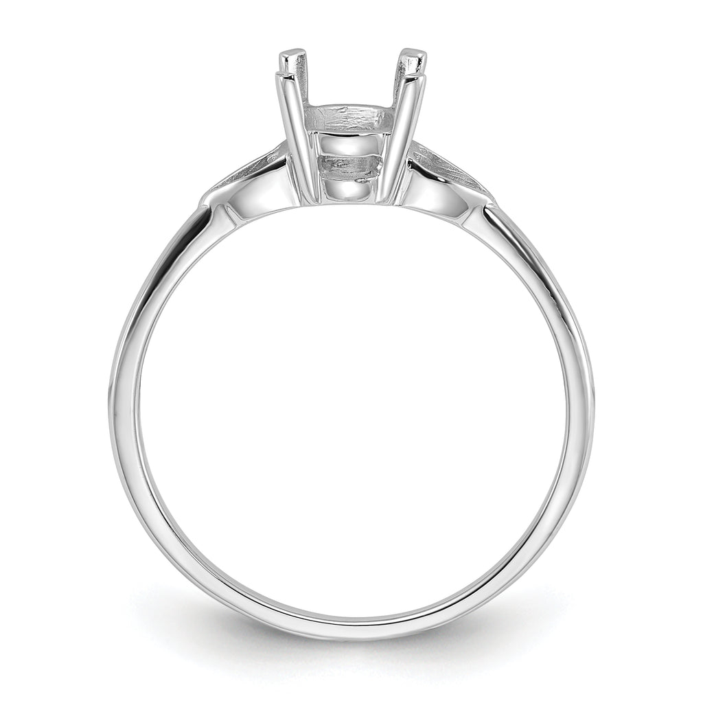 14k White Gold Polished 7x5 Oval Gemstone Ring Mounting (No Stone Included)