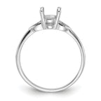 14k White Gold Polished 7x5 Oval Gemstone Ring Mounting (No Stone Included)