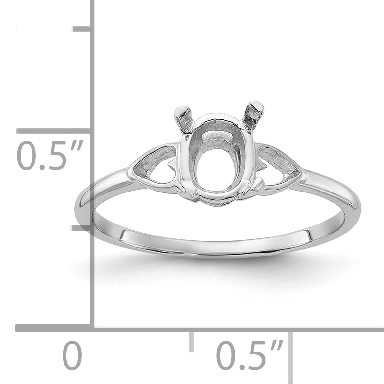 14k White Gold Polished 7x5 Oval Gemstone Ring Mounting (No Stone Included)