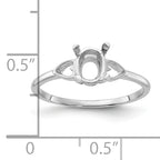 14k White Gold Polished 7x5 Oval Gemstone Ring Mounting (No Stone Included)
