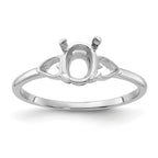 14k White Gold Polished 7x5 Oval Gemstone Ring Mounting (No Stone Included)
