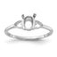 14k White Gold Polished 7x5 Oval Gemstone Ring Mounting (No Stone Included)