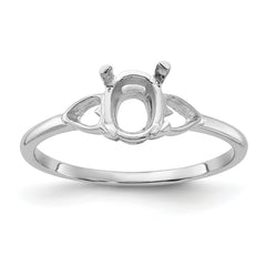 14k White Gold Polished 7x5 Oval Gemstone Ring Mounting (No Stone Included)