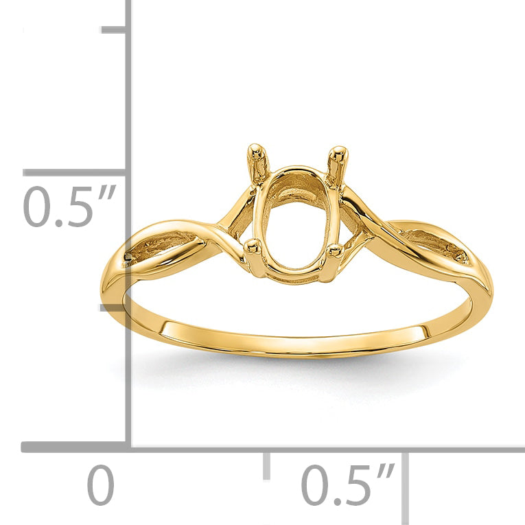 14k Polished 7x5 Oval Gemstone Ring Mounting (No Stone Included)