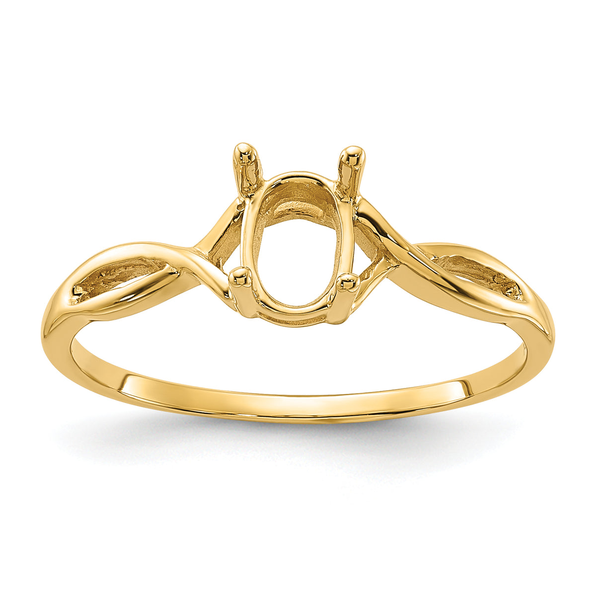 14k Polished 7x5 Oval Gemstone Ring Mounting (No Stone Included)