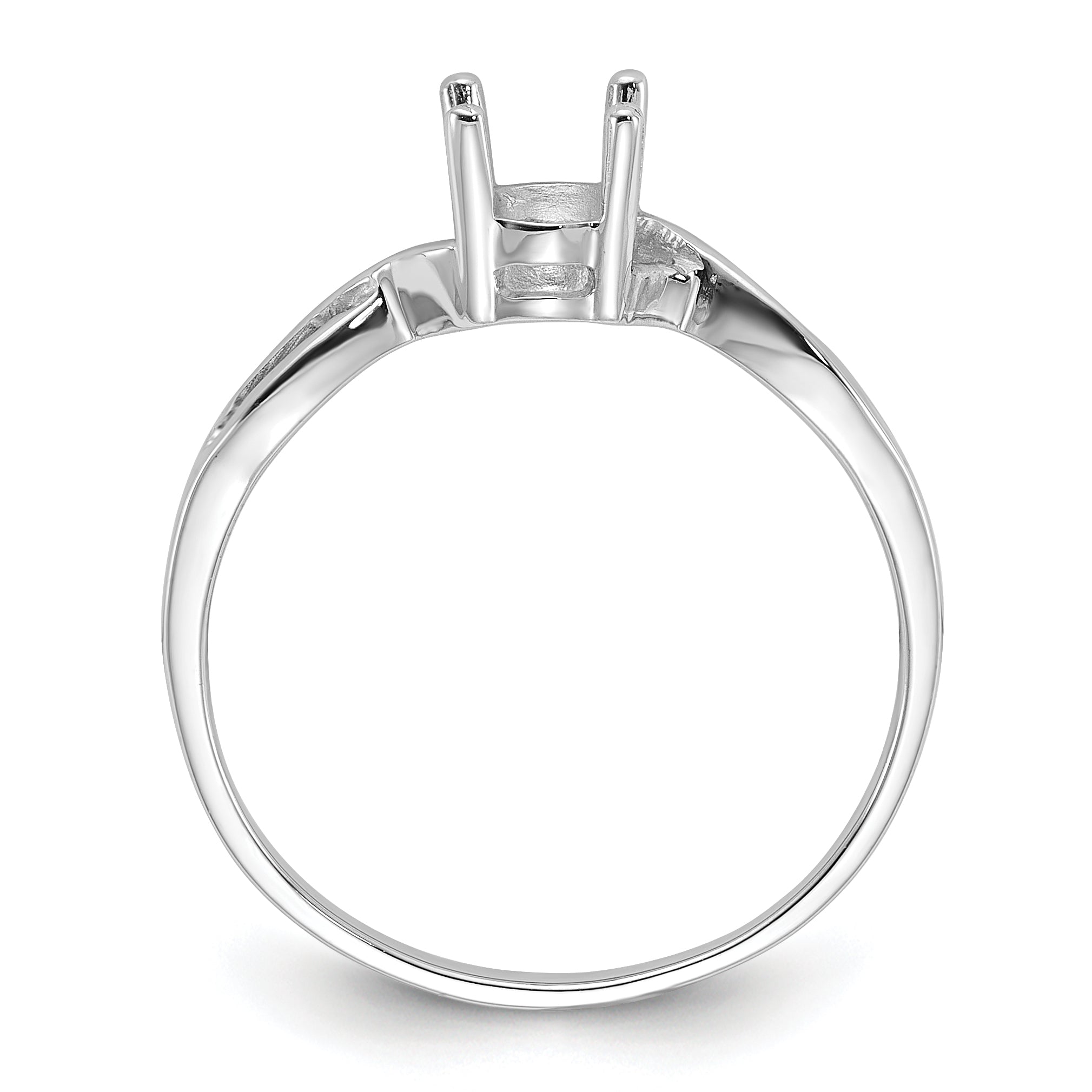 14k White Gold Polished 7x5 Oval Gemstone Ring Mounting (No Stone Included)