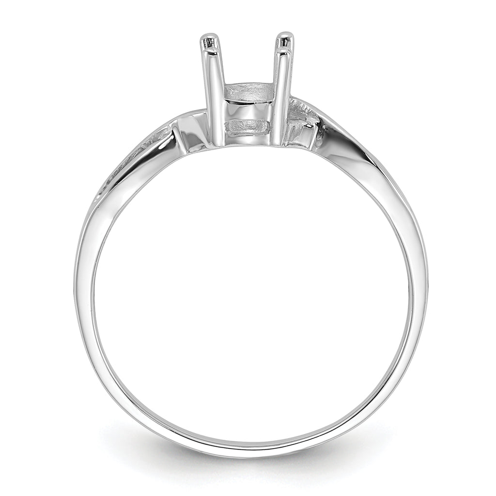 14k White Gold Polished 7x5 Oval Gemstone Ring Mounting (No Stone Included)