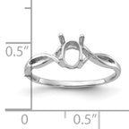 14k White Gold Polished 7x5 Oval Gemstone Ring Mounting (No Stone Included)