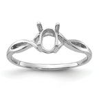14k White Gold Polished 7x5 Oval Gemstone Ring Mounting (No Stone Included)