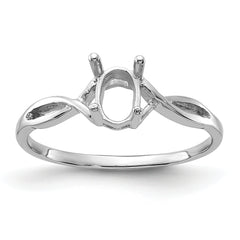 14k White Gold Polished 7x5 Oval Gemstone Ring Mounting (No Stone Included)