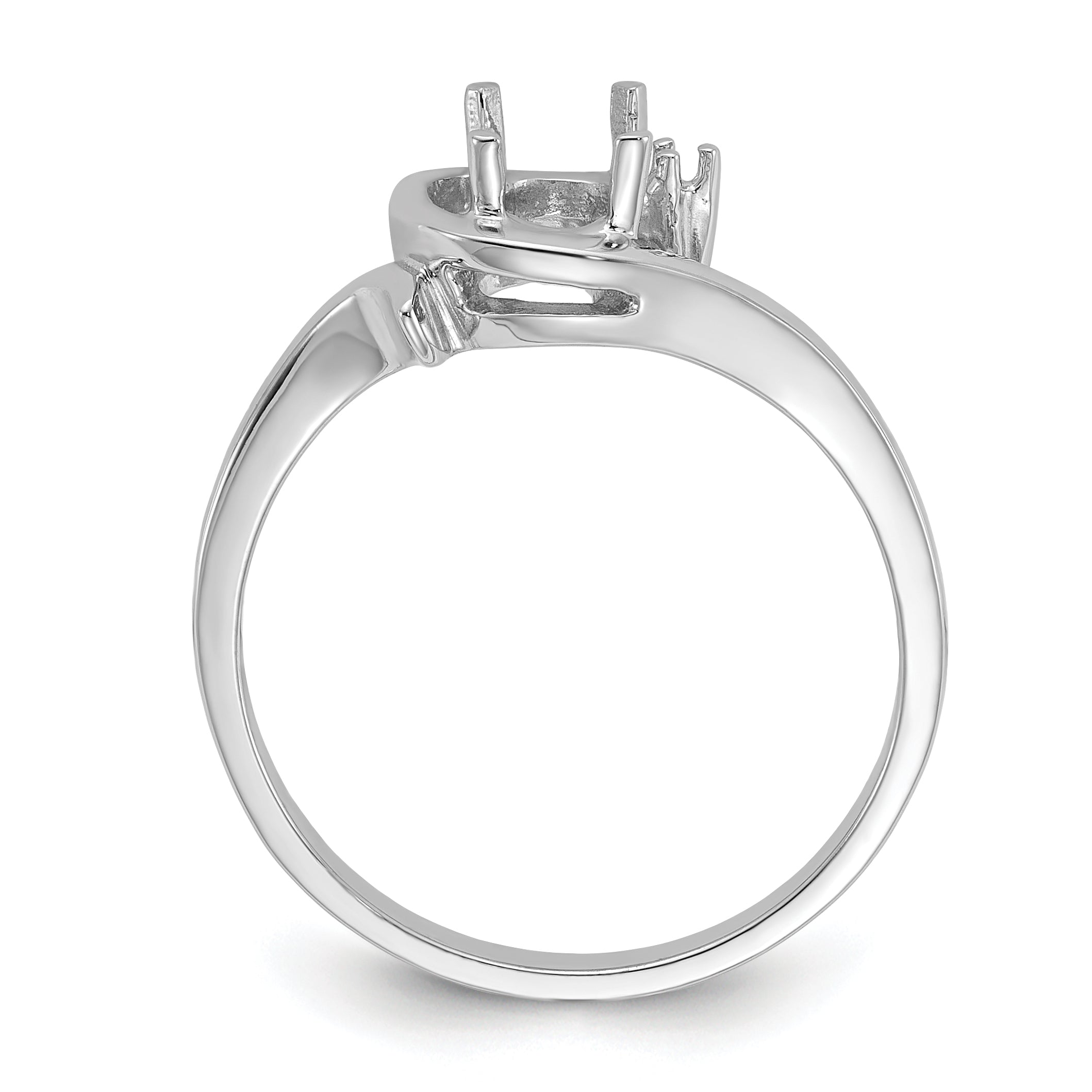 14k White Gold Polished .01ct. Diamond & 7x5 Oval Gemstone Ring Mounting (No Stone Included)