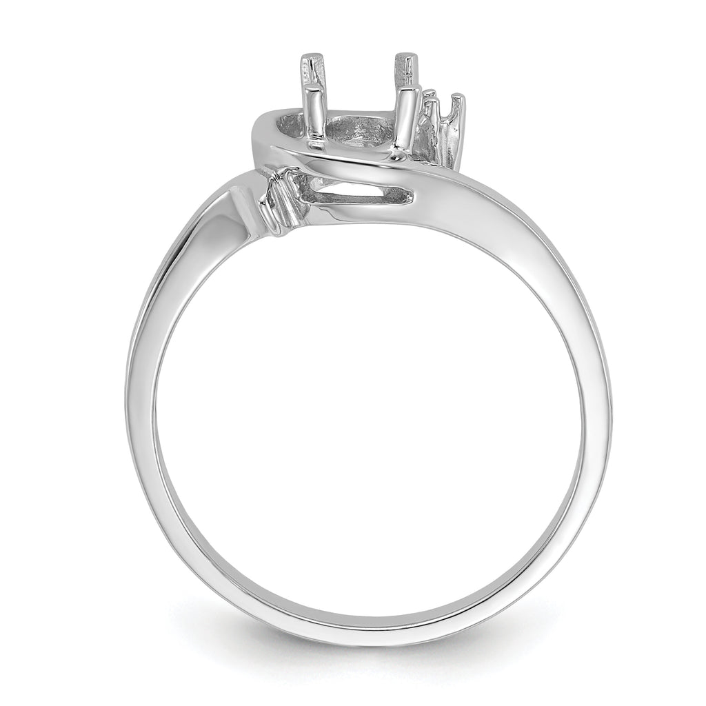 14k White Gold Polished .01ct. Diamond & 7x5 Oval Gemstone Ring Mounting (No Stone Included)