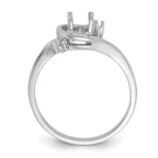 14k White Gold Polished .01ct. Diamond & 7x5 Oval Gemstone Ring Mounting (No Stone Included)