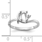14k White Gold Polished .01ct. Diamond & 7x5 Oval Gemstone Ring Mounting (No Stone Included)
