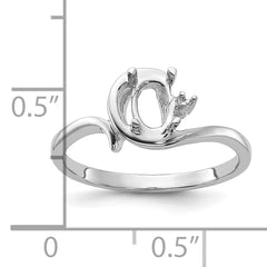 14k White Gold Polished .01ct. Diamond & 7x5 Oval Gemstone Ring Mounting (No Stone Included)