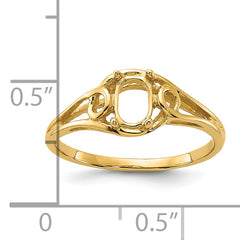 14k Polished 6x4 Oval Gemstone Ring Mounting (No Stone Included)