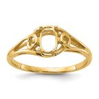 14k Polished 6x4 Oval Gemstone Ring Mounting (No Stone Included)