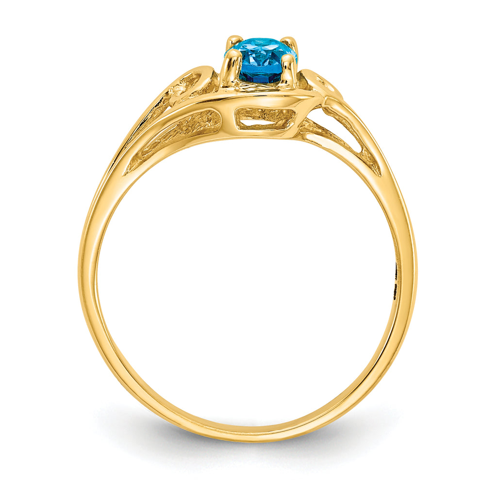 14k 6x4mm Oval Blue Topaz ring