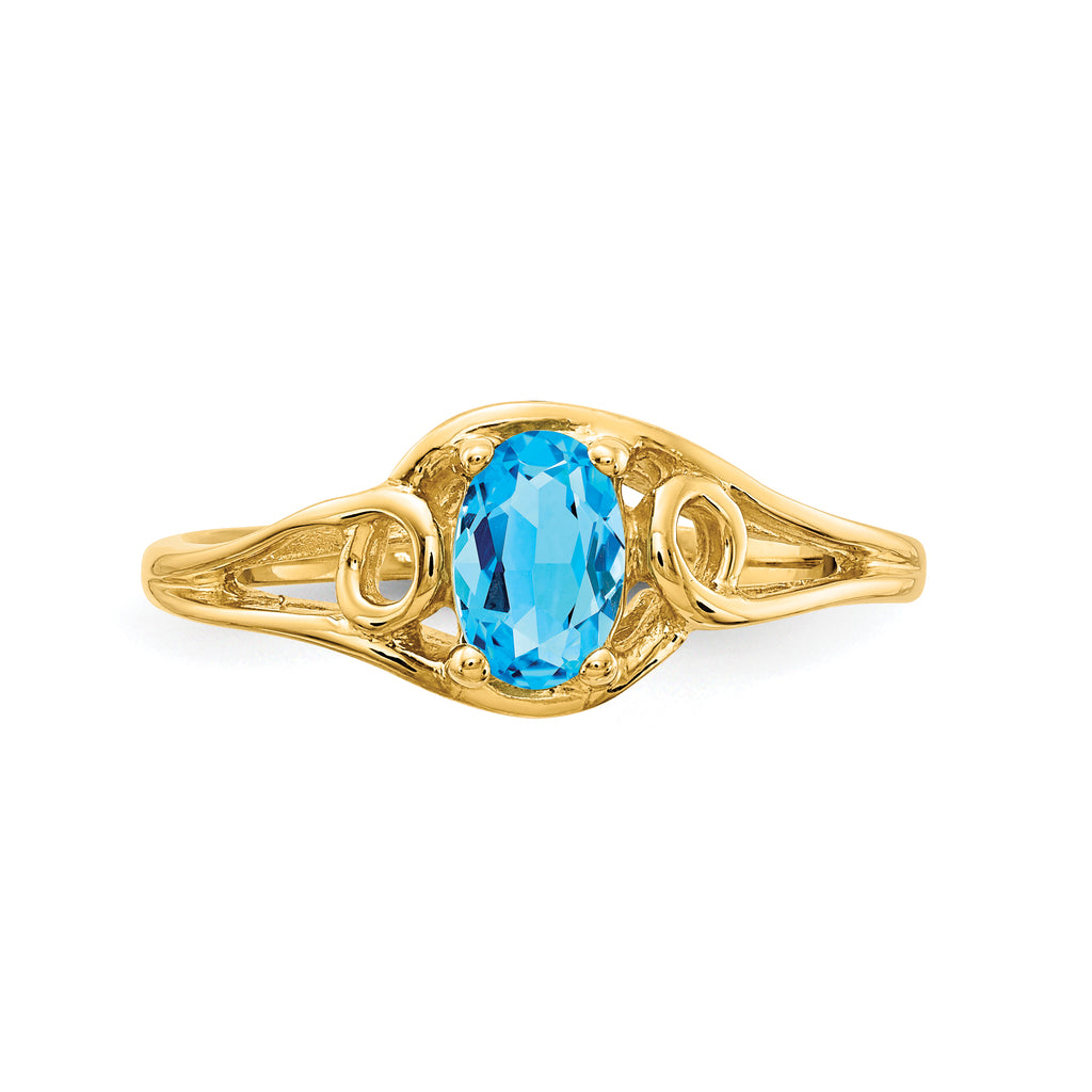 14k 6x4mm Oval Blue Topaz ring