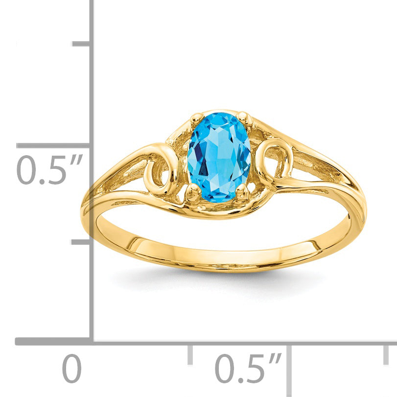 14k 6x4mm Oval Blue Topaz ring