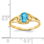 14k 6x4mm Oval Blue Topaz ring