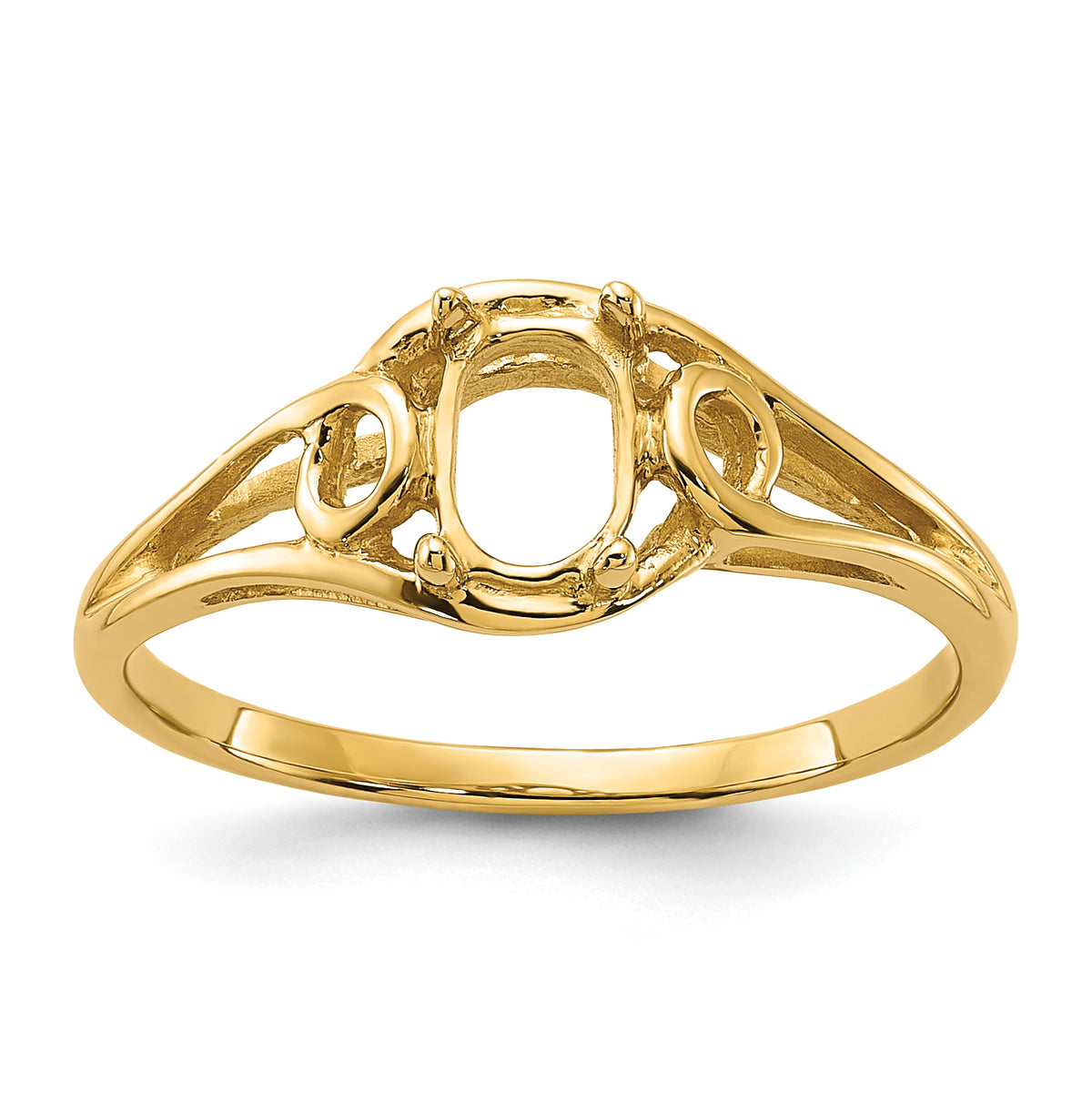 14k Polished 6x4 Oval Gemstone Ring Mounting (No Stone Included)