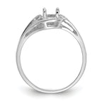 14k White Gold Polished 6x4 Oval Gemstone Ring Mounting (No Stone Included)