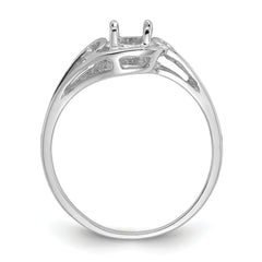 14k White Gold Polished 6x4 Oval Gemstone Ring Mounting (No Stone Included)