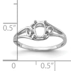 14k White Gold Polished 6x4 Oval Gemstone Ring Mounting (No Stone Included)
