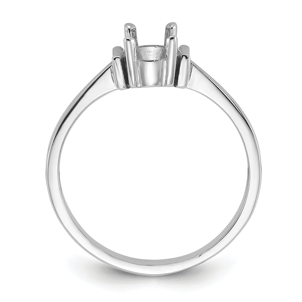 14k White Gold Polished 7x5 Oval Gemstone Ring Mounting (No Stone Included)