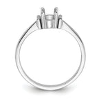 14k White Gold Polished 7x5 Oval Gemstone Ring Mounting (No Stone Included)