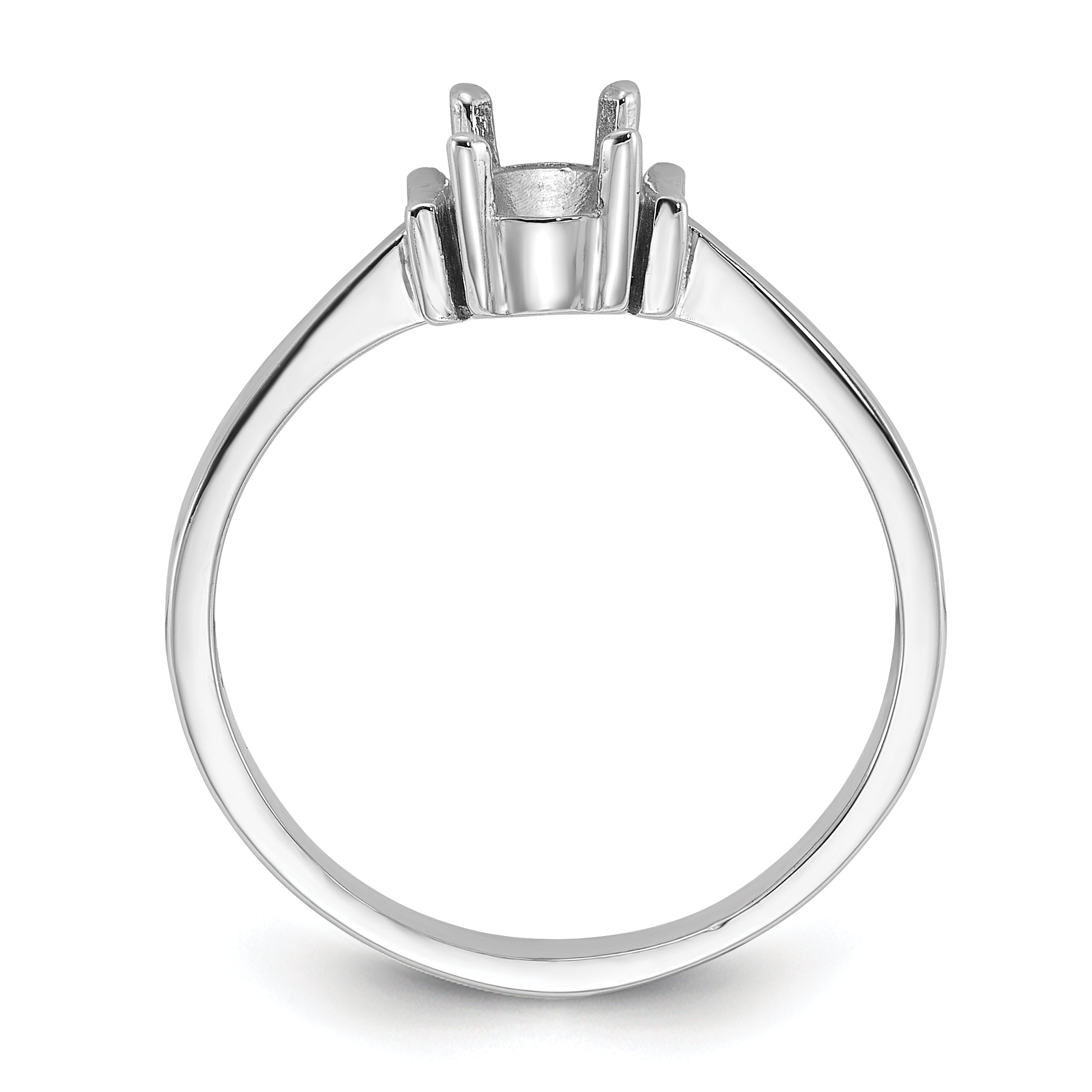 14k White Gold Polished 7x5 Oval Gemstone Ring Mounting (No Stone Included)