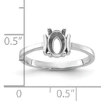 14k White Gold Polished 7x5 Oval Gemstone Ring Mounting (No Stone Included)