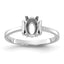 14k White Gold Polished 7x5 Oval Gemstone Ring Mounting (No Stone Included)