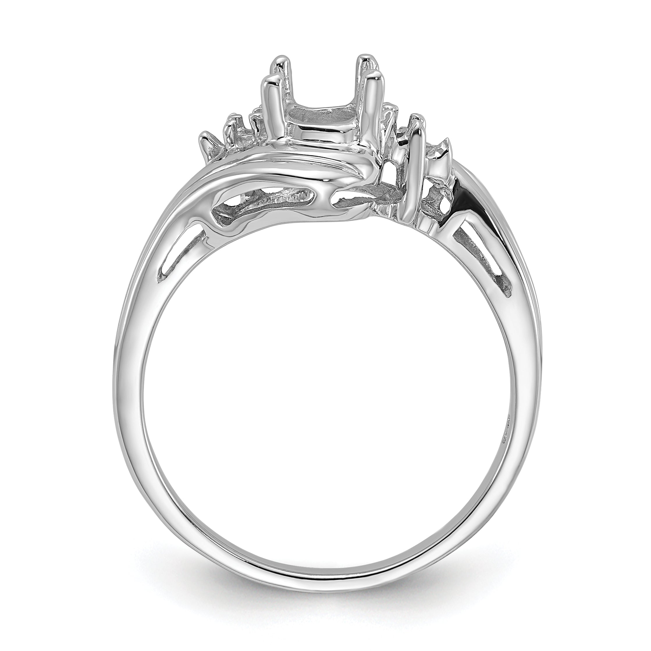 14k White Gold Diamond / 7x5mm Oval Gemstone Ring Mounting (No Stone Included)