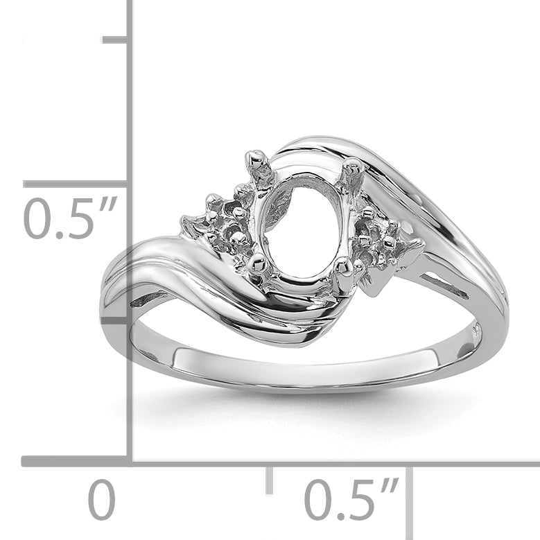14k White Gold Diamond / 7x5mm Oval Gemstone Ring Mounting (No Stone Included)