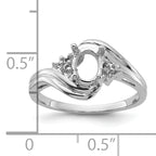 14k White Gold Diamond / 7x5mm Oval Gemstone Ring Mounting (No Stone Included)
