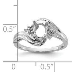 14k White Gold Diamond / 7x5mm Oval Gemstone Ring Mounting (No Stone Included)