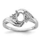 14k White Gold Diamond / 7x5mm Oval Gemstone Ring Mounting (No Stone Included)
