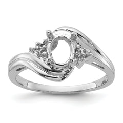 14k White Gold Diamond / 7x5mm Oval Gemstone Ring Mounting (No Stone Included)