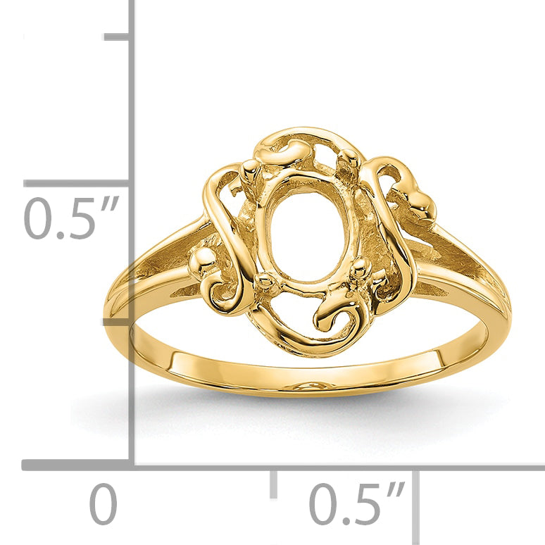 14k Polished 7x5 Oval Gemstone Ring Mounting (No Stone Included)
