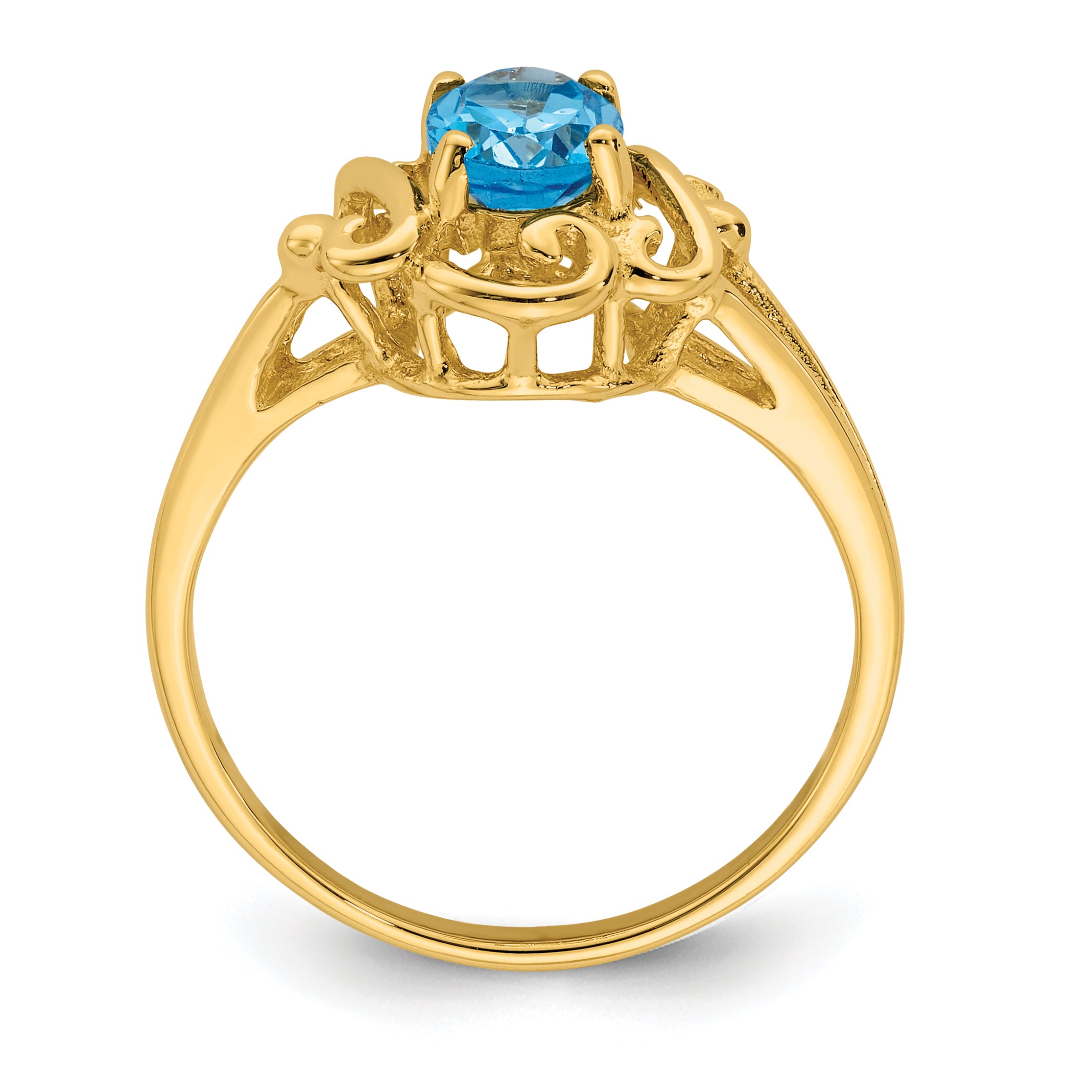 14k 7x5mm Oval Blue Topaz ring Secondary image