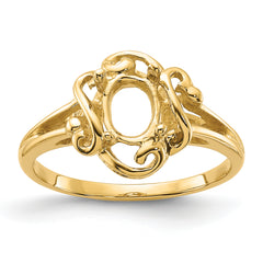 14k Polished 7x5 Oval Gemstone Ring Mounting (No Stone Included)