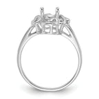 14k White Gold Polished 7x5 Oval Gemstone Ring Mounting (No Stone Included)