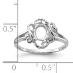 14k White Gold Polished 7x5 Oval Gemstone Ring Mounting (No Stone Included)