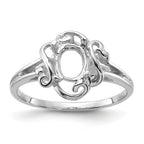 14k White Gold Polished 7x5 Oval Gemstone Ring Mounting (No Stone Included)
