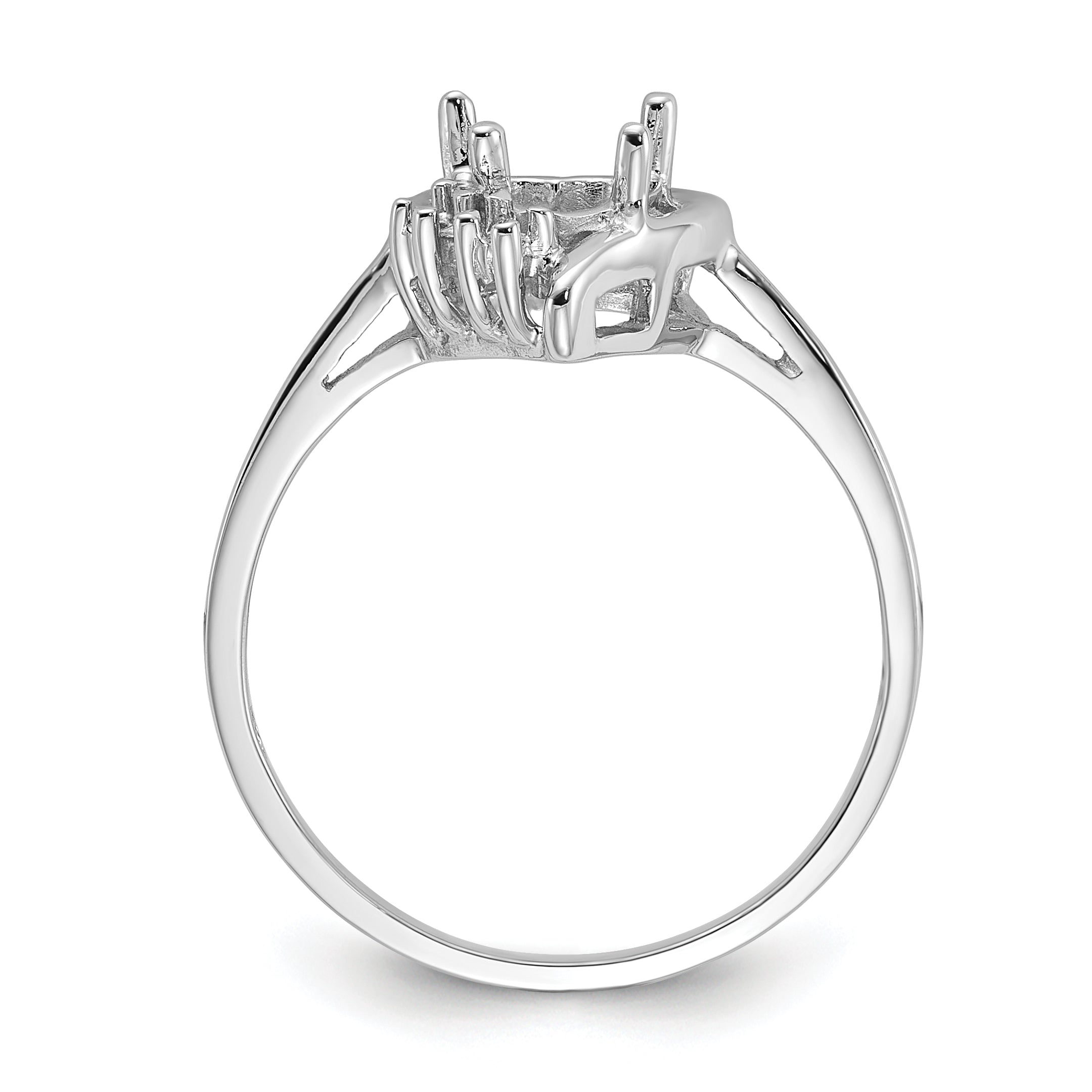 14k White Gold Polished .03ct. Diamond & 6mm Heart Gemstone Ring Mounting (No Stone Included)