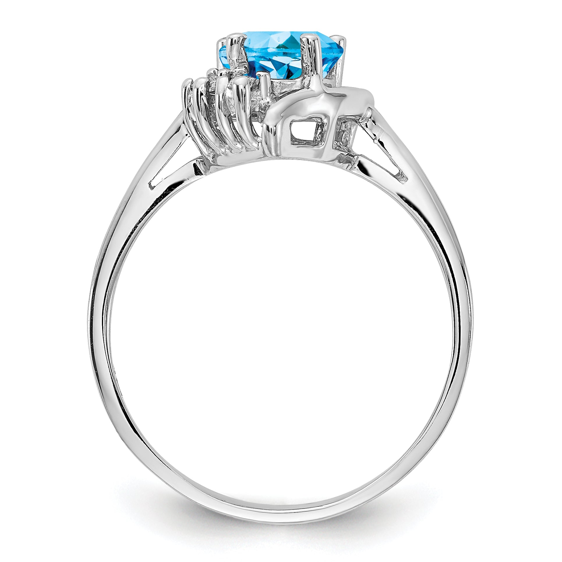 14k White Gold Blue Topaz Diamond ring
